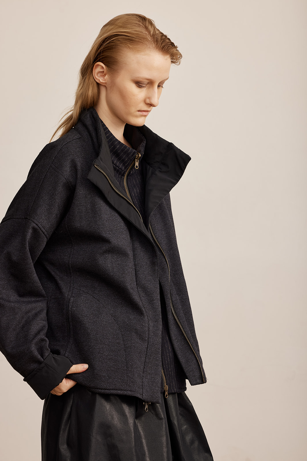 Navy Jarce Jacket for Style Lover Women - Rina Zin